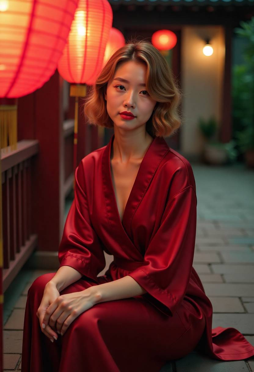 薄暮时分的临河步道